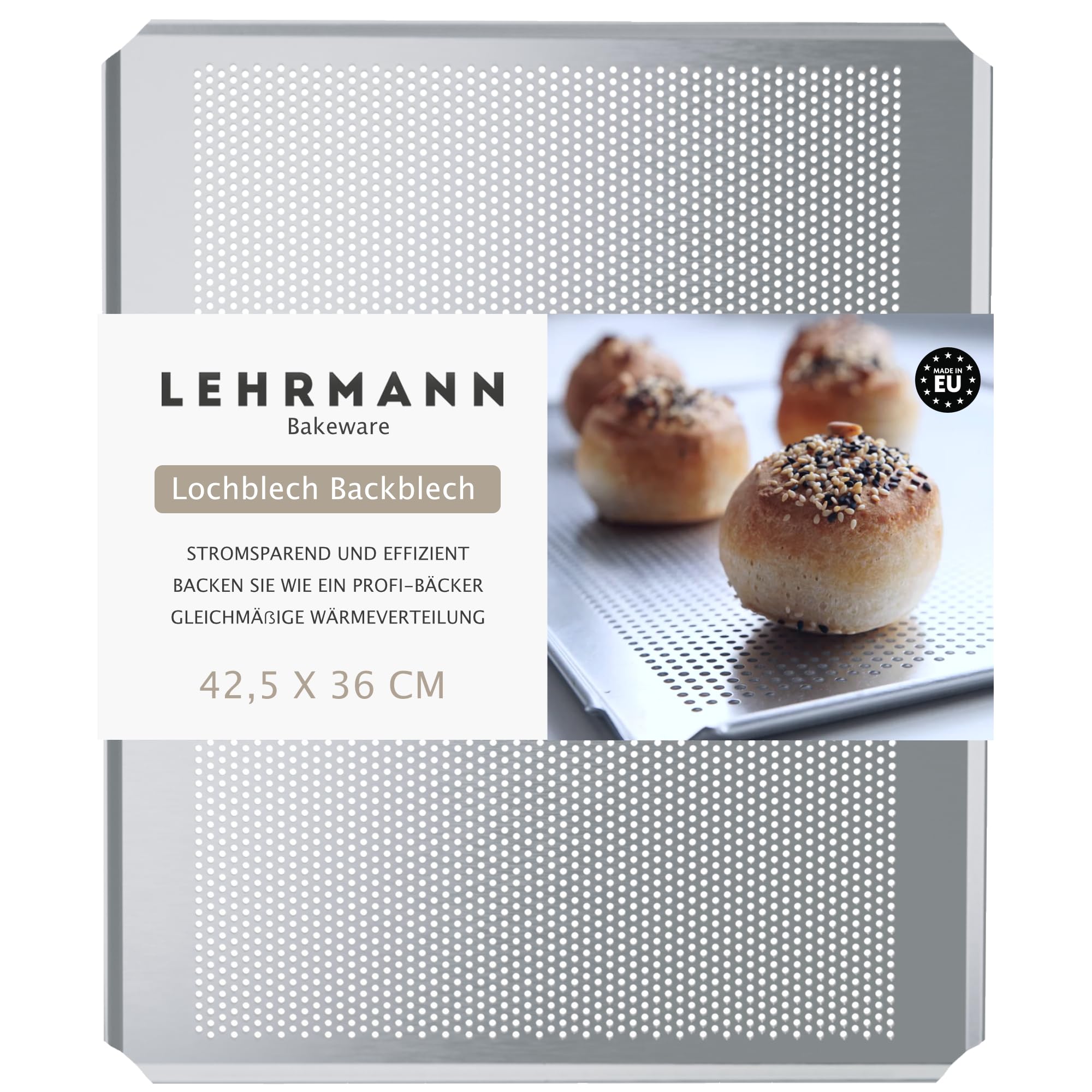 LEHRMANN Baking Tray 42.5 x 36 cm Baguette Tray Perforated Sheet Cake Tray Pizza Tray Compartible/Replacement for AEG Electrolux Zanker