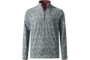 M MAELREG Quarter Zip Golf Pullover Men Dry Fit Long Sleeve Performance Wicking 1/4 Zip Full Print Pullover Mens Sweatshirt