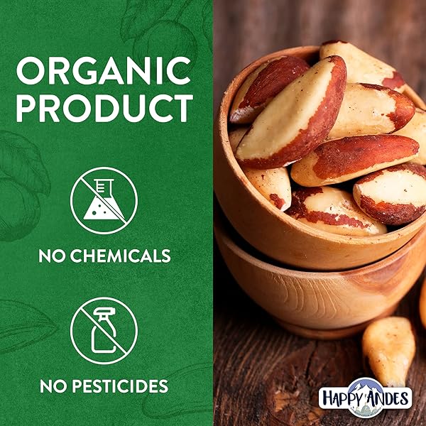 HAPPY ANDES REAL ORGANIC VACUUM SEALED, BRAZIL NUTS 1.75 LBS -NON-GMO, RAW WHOLE NUTS, RESEALABLE BAG, LOW CARB, KETO FRIENDLY, VEGAN SNACK, UNSALTED, NATURAL SNACK