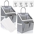 Kanrichu 2pcs Small Wall Hanging Baskets for Organizing, Wall Hanging Storage Bags as Over the Door Organizer, Wall File Organizer, Rv Storage and Organization. For Bedroom, Office, Camper (Gray)