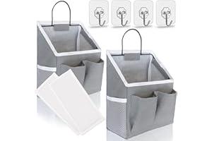 Kanrichu 2pcs Small Wall Hanging Baskets for Organizing, Wall Hanging Storage Bag as Over the Door Organizer, Wall File Organizer, Rv Storage and Organization. For Bedroom, Office, Camper (Gray)