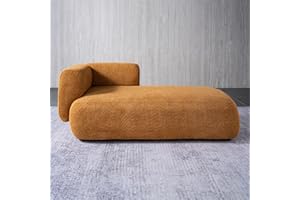 KHSDJSRUY Upholstered Chaise Lounge Indoor for Living Room Bedroom Office Chaise Lounge Sofa：Boucle Fabric Modern Leisure Sofa Recliner Chair Sleeper Indoor (Orange)