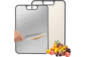 Titanium Cutting Board for Kitchen, Upgraded Scratch Resistant Mesh Design, Pure Titanium and Wheat Straw PP Food Grade Cutti