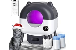 Automatic Self Cleaning Litter Box, MeowWhimsy Extra Large Automatic Cat Litter Box Self Cleaning Robot S7 for Cats, Smart Safety Sensors-App Control-Low Noise, Washable Tray,40 pcs Trash Bag