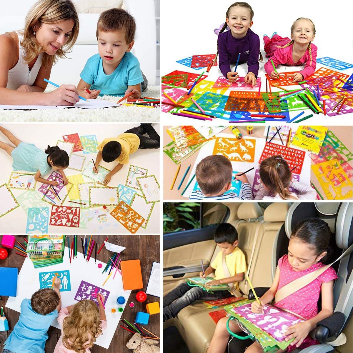 Stencil Drawing Kit for Kids, 25 Pcs Plastic Drawing Stencils with 400+ Shapes, Great Birthday Gift for Boy Girl: Kitchen & Dining