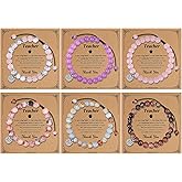 YOVORO 6Pcs Teacher Appreciation Gift Women Natural Stone Bracelet Beaded Braided Rope Bracelet Gift for Teacher with Meaningful Card Thank You Teacher Gift
