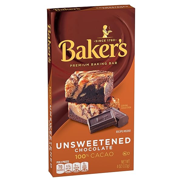 BAKER’S UNSWEETENED CHOCOLATE PREMIUM BAKING BAR WITH 100 % CACAO (4 OZ BOX)