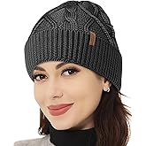 OUTDOOR SHAPING Merino Wool Beanie, Unisex Cable Knit Hat, Daily Rib Cuff Beanie, Warm Winter Cap