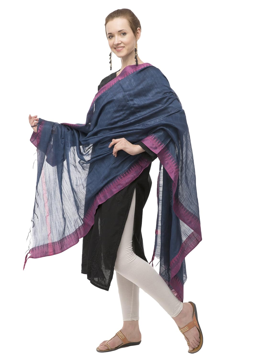 funkia dupatta for women | linen cotton silk dupatta for women with weaving designer border - 4 colors
