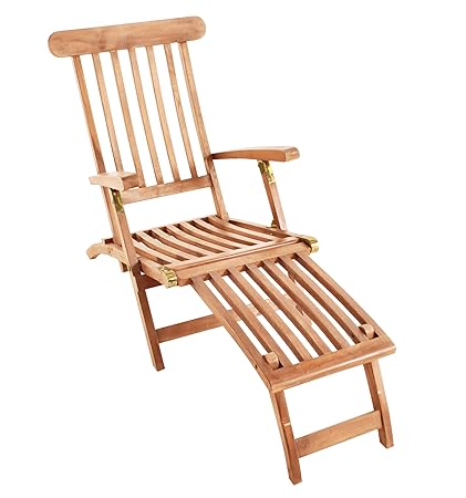 SAM Gartenliege Puccon, Teak-Holz, Verstellbarer Deckchair, klappbar, ideal für Balkon, Terrasse und Garten