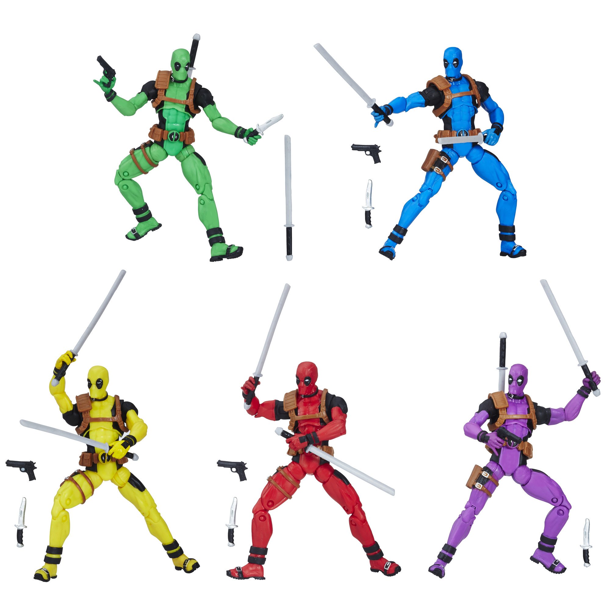 Marvel Deadpool Legends 10 cm Action Figures 5 Pack Rainbow Exclusive