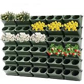 Briwooody 30 Set 60 Pocket Vertical Wall Planters, Military Green | Stackable Wall Mount System with Self Watering, For Strawberries Flowers Vegetables Herbs, Outdoor Balcony Fence Decor