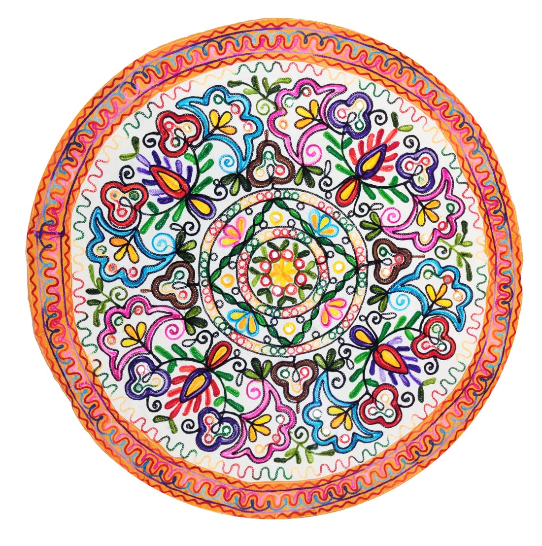 Purpledip Cotton Tapestry 'Yellow Garden': Vintage Embroidery Table Cover Or Wall Hanging (11358)