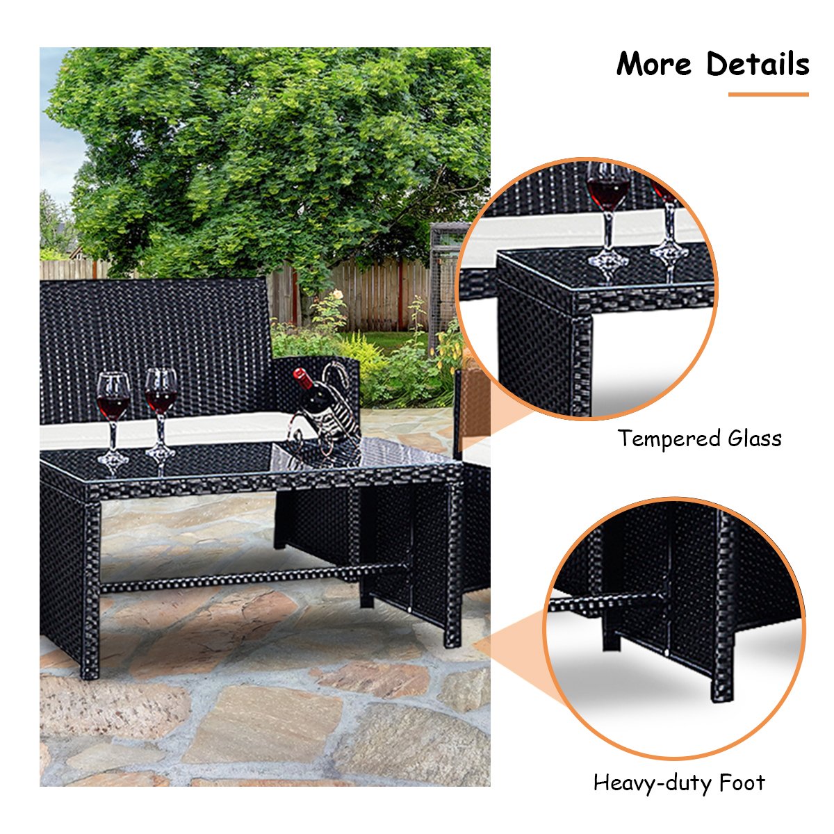 Goplus 4Piece Rattan Patio Furniture Set Garden Lawn Pool Backyard