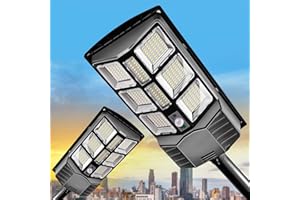 KingHe Solar Street Lights Outdoor: Dusk to Dawn Solar Parking Lot Lights with 3 Modes Motion Sensor Remote Control, Security Waterproof Commercial Solar Lights for Outside, Yard, Garage, Driveway
