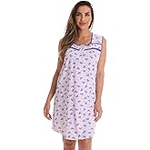 Dreamcrest 100% Cotton Sleeveless Nightgown for Women with Crochet Trim