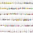 Highergo 120 Pieces Cute Keychain bulk keychains, Party Favors Keychains for Kids, Halloween Birthday Christmas Party Supplies for Kids Adults Gift Dinosaur Unicorn Astronaut Animal Rainbow