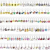Highergo 120 Pcs Cartoon Keychains Bulk for Kids Cute Backpack Keyring Dinosaur Unicorn Astronaut Animal Rainbow Keychains for School Classroom Prizes Birthday Christmas Party Favors Gift