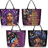Silkfly 4 Pack African American Tote Bags for Women Large Shoulder Bag Black Girl Satchel Handbags Work Travel Beach