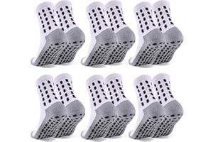 Barrlves 6 Pairs Kids Grip Soccer Socks Cushioned Non Slip Football Athletic Sports Socks for Boys Girls