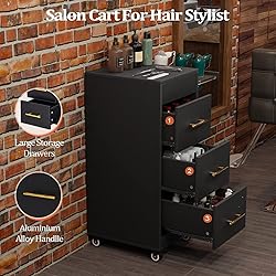 Wood Salon Trolley Cart with Wheels, Hair Cart