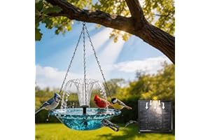 Solar Fountain for BirdBath, Solar Bird Bath Fountain, Hanging Bird Bath with Solar Powered Water Pump, Large Hanging Water F