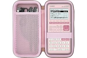 co2CREA Hard Case for Casio fx-9750GIII/fx-9860GIII/fx-7400GIII Graphing Calculators - Portable Storage with Mesh Pocket for Other Accessories (Pink Case)