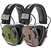 PROHEAR 2 Pack Electronic Ear Protection for Shooting with 4X Sound Amplification, Gun Range Hearing Protection Muffs, NRR 23dB Noise Reduction Headphones for Hunting, Green and Brown