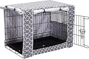 MOREZI Dog Crate Cover for Wire Crates, Heavy Nylon Durable Waterproof Windproof Pet Kennel Cover Indoor Outdoor Protection - Cover only - Grey - M