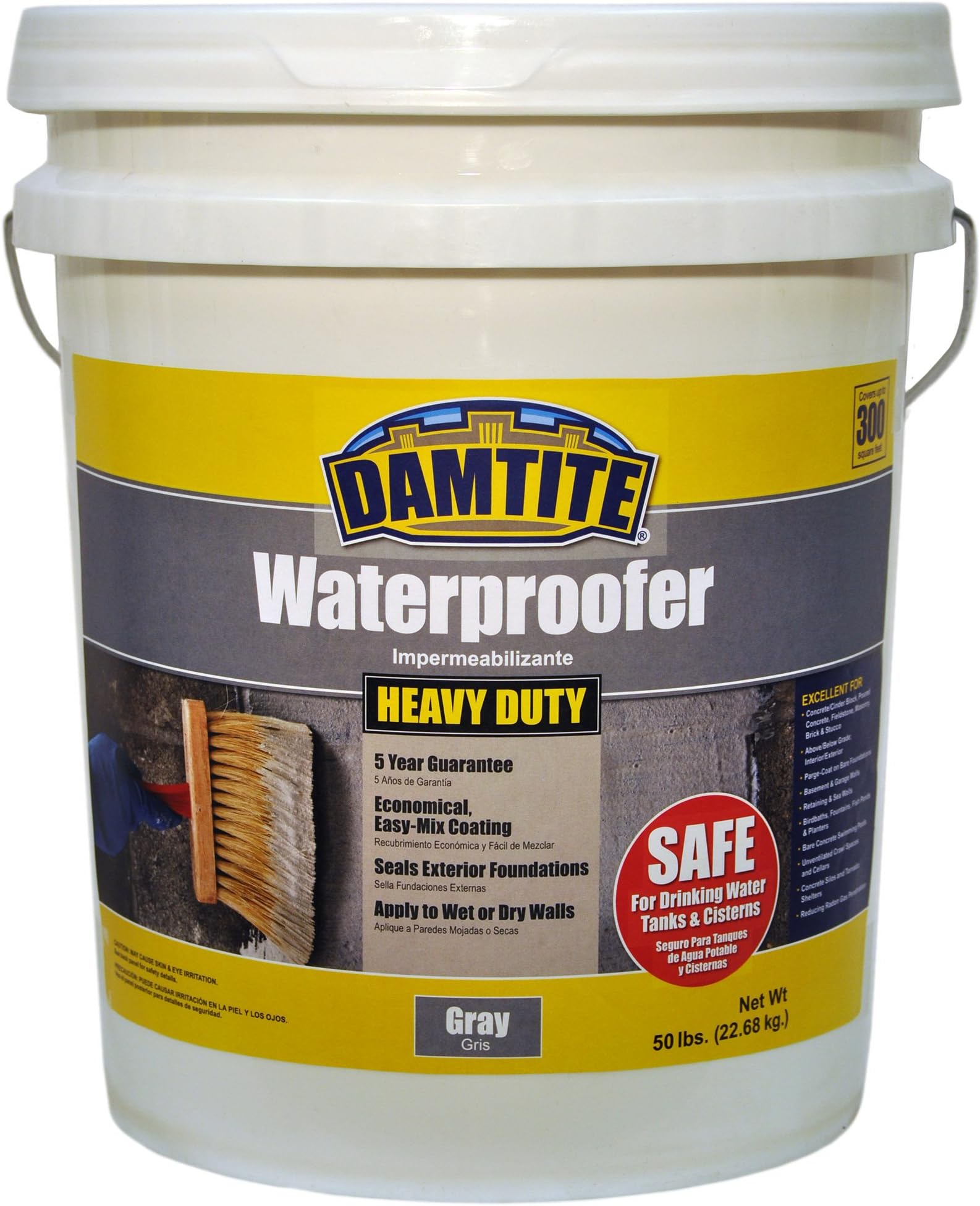 Damtite 02551 Gray Maximum Coverage Powdered Waterproofer, 50 lb. Pail