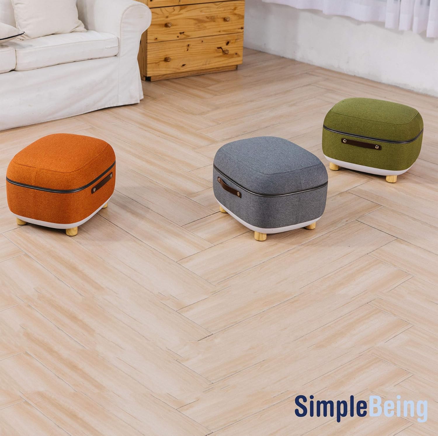 Simple Being Foot Massager Electric Ottoman Storage Removable Heating Lid, Shiatsu Therapy with Heat, Air Pressure, Vibration, Fits feet up to Men Size 14 (Grey): Health & Personal Care