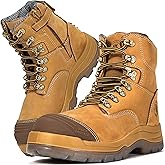 ROCKROOSTER Work Boots for Men,7 inch,Steel Toe,Side Zipper, Leather Shoes,Static Control, Breathable,Quick Dry(AK232Z -AK245Z