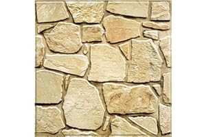 COMSTICKC 3D Faux Stone Wall Panel Peel and Stick Wall Tiles, 10 Pcs of 12"X12", Ultra-Light Thin PVC Rock Adhesive Fake Stone Paneling Backsplash Interior Decor (Brown)
