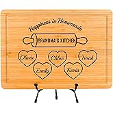 Personalized Cutting Board, Mother Day, Mommy Birthday Gifts for Mom Ideas, Nana and Pop Gifts for Nana from Grandkids, Laser Engraved Home Gifts for Parents, Regalos Mama, Cooking Gift for Grandpa