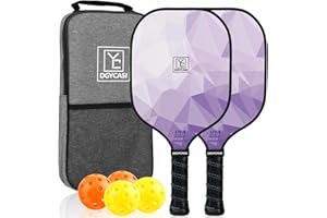 YC DGYCASI Pickleball Paddles Set of 2, USAPA Approved, Fiberglass Surface (CHS), Polypropylene Honeycomb Core, Anti-Slip Sweat-Absorbing Grip, 2 Outdoor Pickleball, 2 Indoor Pickleball, Portable Carry Bag