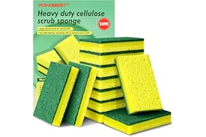 POWOBEST 24 Pack Multi-Purpose Sponge Pads,Heavy Duty Scrub Sponges Effective Clean The Surface Stains,Can Be Used to Clean Kitchen,Pots,Bowls,Bathrooms,Tiles,Bathtubs,Walls a Good Helper for Home Cleaning