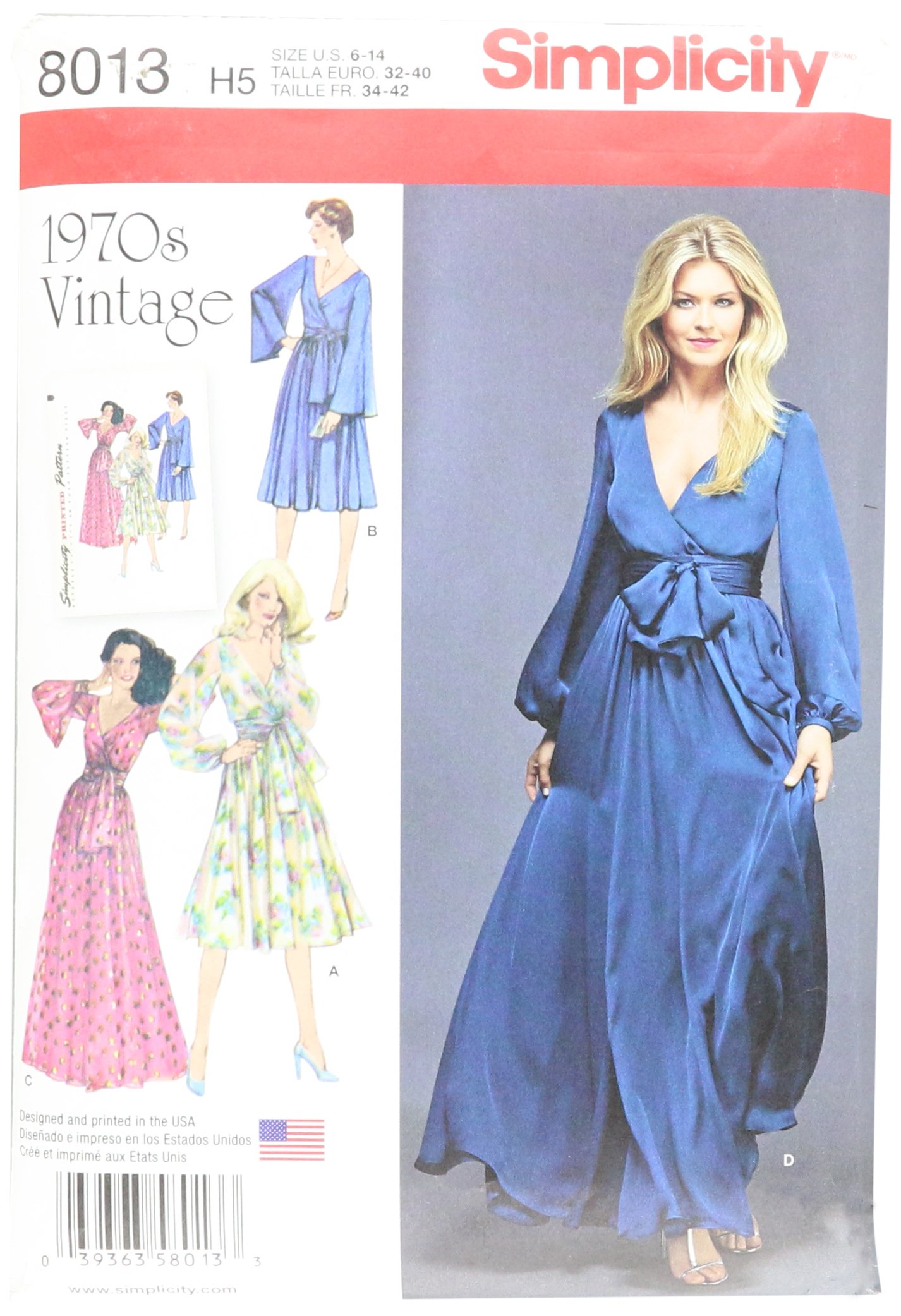 Simplicity 8013H5 Misses Vintage 1970's Dresses Sewing Patter, Paper