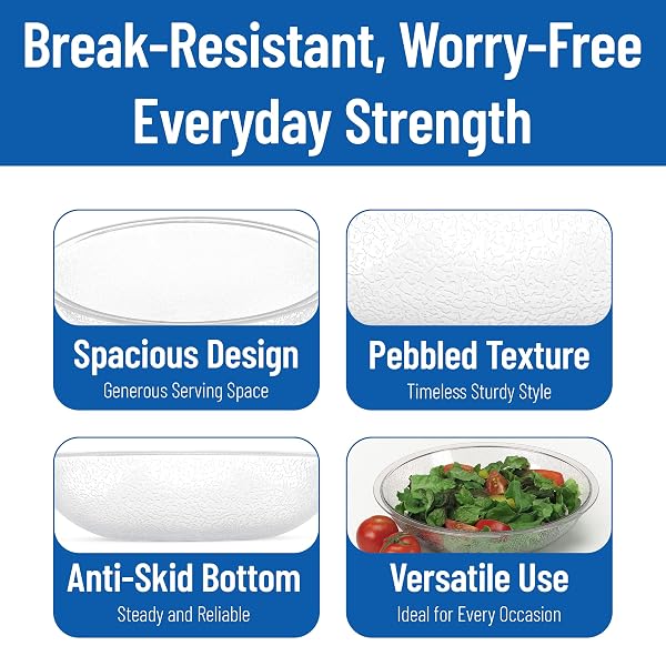 CARLISLE FOODSERVICE PRODUCTS 720607 ROUND PEBBLED SALAD SERVING BOWL, 19.2 OZ, CLEAR (PACK OF 12)