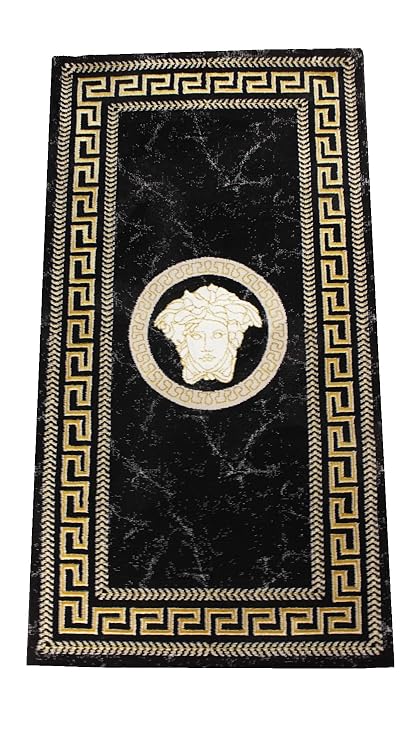 Amazon De Deko Konig Medusa Teppich 80x300 Cm Schwarz Gold