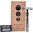 Parker 22R - Gunmetal Finish Butterfly Open Safety Razor and 5 Parker Razor Blades