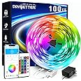 DAYBETTER LED Strip Lights 100ft RGB Lights Strip for Bedroom, Desk, Indoor Room Living Room Brithday Gifts Home Decor with Remote, 24V Power Supply