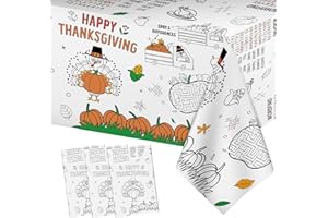 LITMITFU 3 Pack Thanksgiving Coloring Tablecloth for Kids, Happy Thanks Giving Table Cloth - 137 x 54 Inches Jumbo Paper Fall Turkey Pumpkin Coloring Table Cover Poster Activity for Thanksgiving Tables Decor