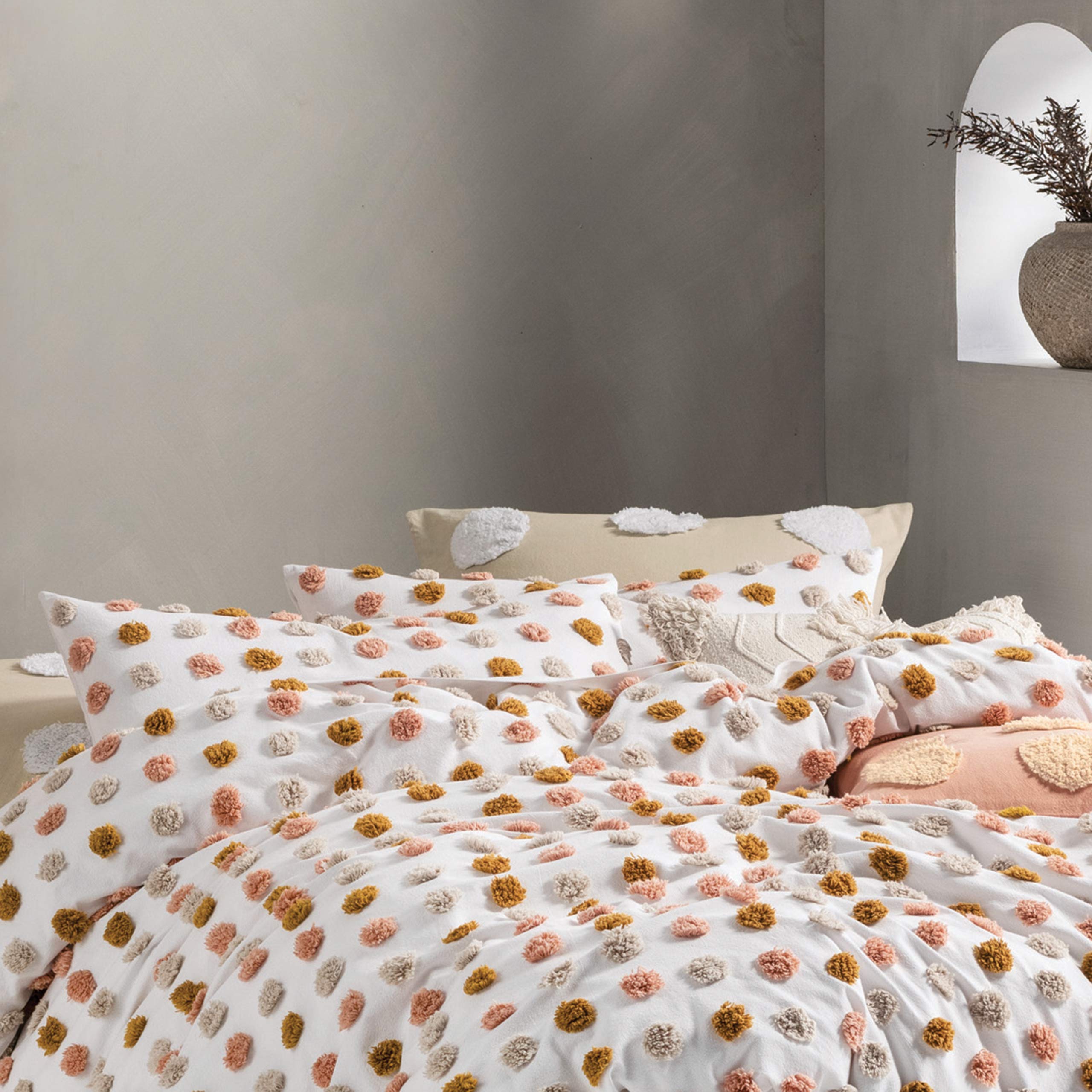 Linen House Haze Pillowcase Set, Pink/Sand, 50 x 75cm