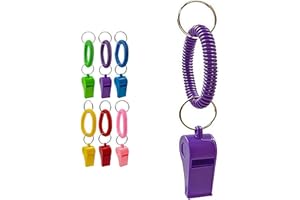 Yeanifeana Sport Whistle with Bracelet, Loud Plastic Whistles with Stretchable Coil Wrist Keychain Ring for Coaches Referees 