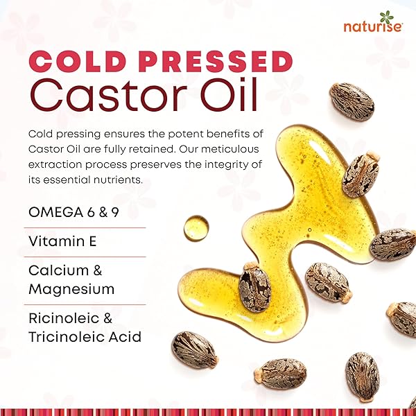 NATURISE USDA ORGANIC CASTOR OIL FOR HAIR GROWTH – PURE CASTOR OIL ORGANIC COLD PRESSED & UNREFINED IN GLASS BOTTLE – VEGAN, NON-GMO OILS FOR EYELASH, EYEBROW, HAIR, SKIN & FACE SUPPORT (4 FL OZ)