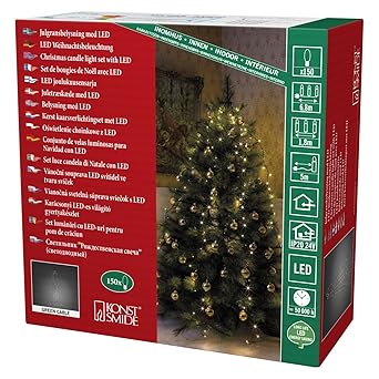 Konstsmide 6360-120 LED Lichterkette 'Baummantel' / für Innen (IP20) / VDE geprüft / 24V Innentrafo / 150 warm weiße Dioden /
