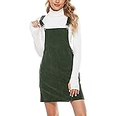 Hooever Women's Cute Corduroy Overall Bib Dress Pinafore Suspender Dress Skirt Jumper