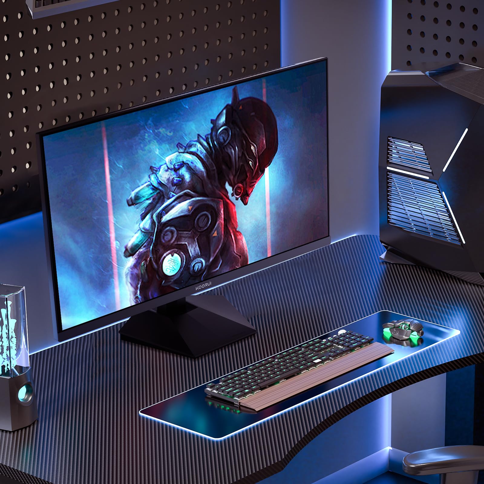 KOORUI G2421V 24 Zoll Gaming Monitor, 1ms 180Hz Fast IPS QHD 2560x1440 PC Bildschirm, HDR400 Adaptive Sync HDMI2.0/DP1.4 VESA 75x75mm 9