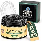 Smooth Viking Medium Hold &amp; High Shine Pomade - Water Based Hair Cream for Curly, Thick &amp; Straight Hair - Men's Hair Product - Made in USA, 2oz