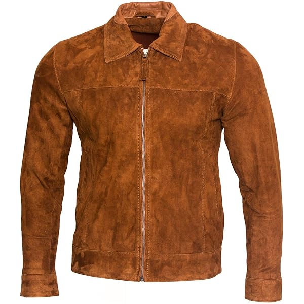 【HI FI FNK】Lion Suede Biker Jacket Men's New Classic Tan 100% Genuine Goat Suede Leather